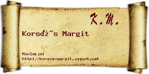 Korsós Margit névjegykártya